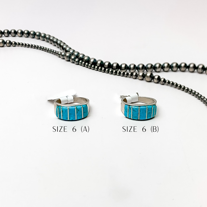 Rita Ybarra | Navajo Handmade Sterling Silver Band Ring with Blue Turquoise - Giddy Up Glamour Boutique