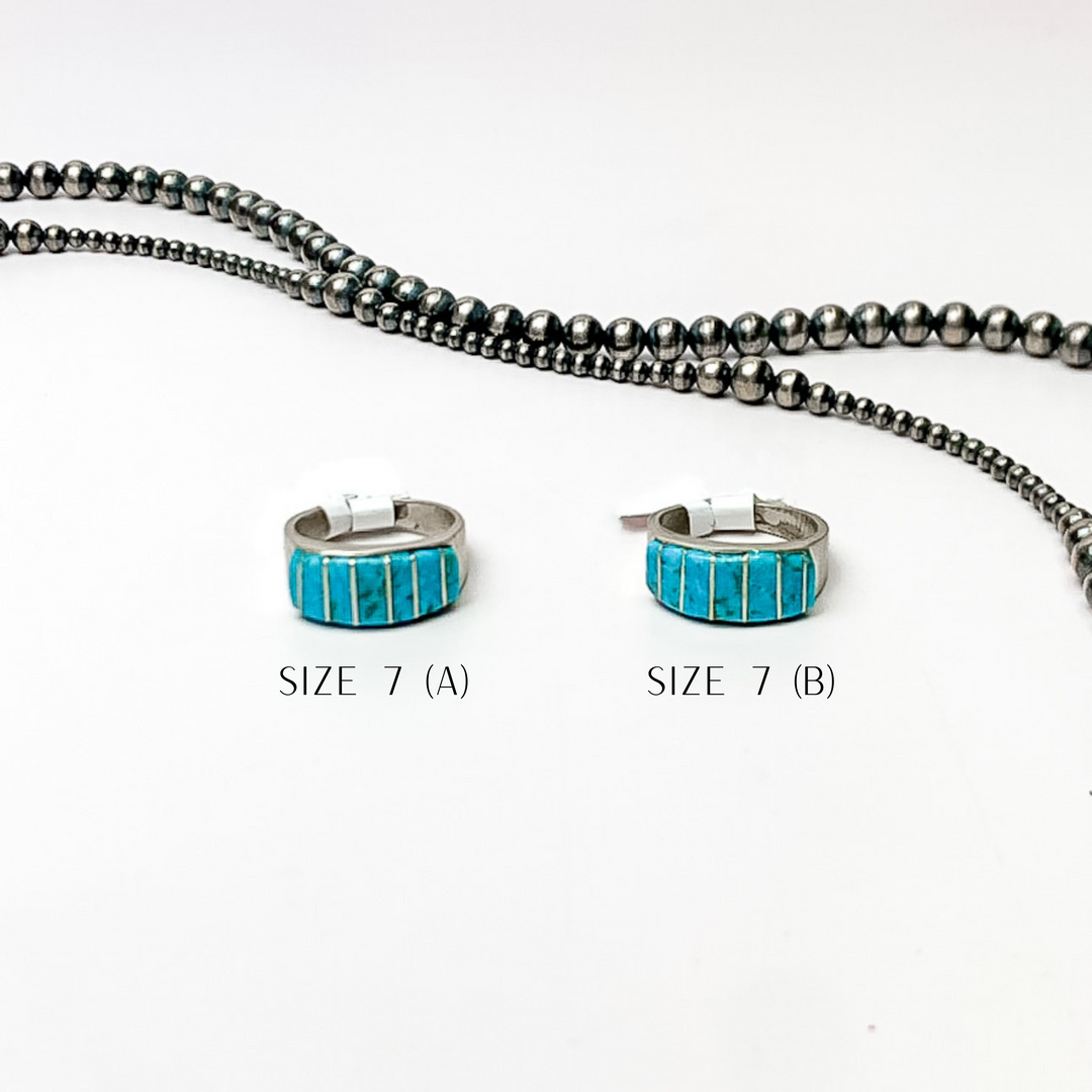 Rita Ybarra | Navajo Handmade Sterling Silver Band Ring with Blue Turquoise - Giddy Up Glamour Boutique