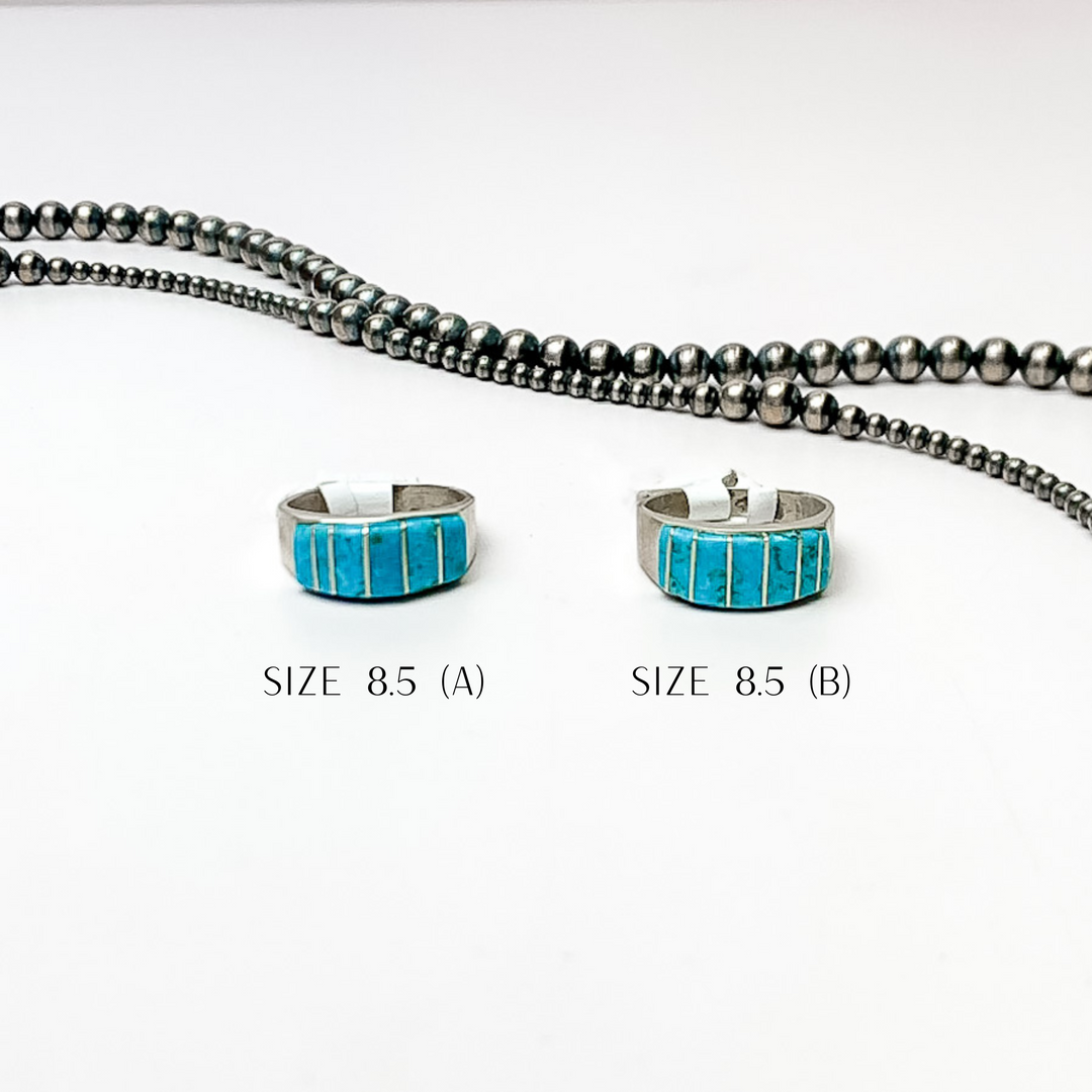 Rita Ybarra | Navajo Handmade Sterling Silver Band Ring with Blue Turquoise - Giddy Up Glamour Boutique