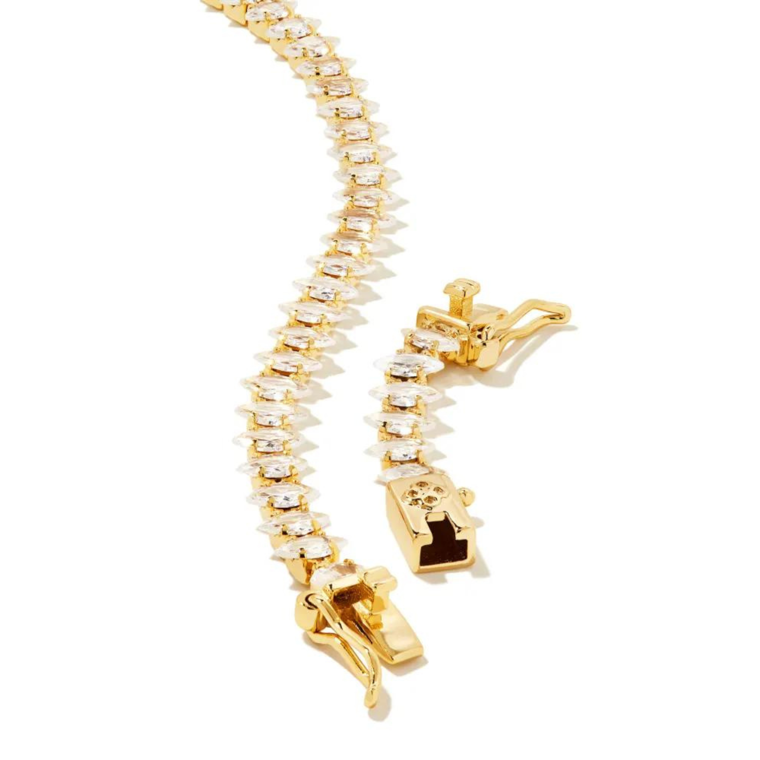Kendra Scott | Larsan Gold Tennis Bracelet in White Crystal - Giddy Up Glamour Boutique