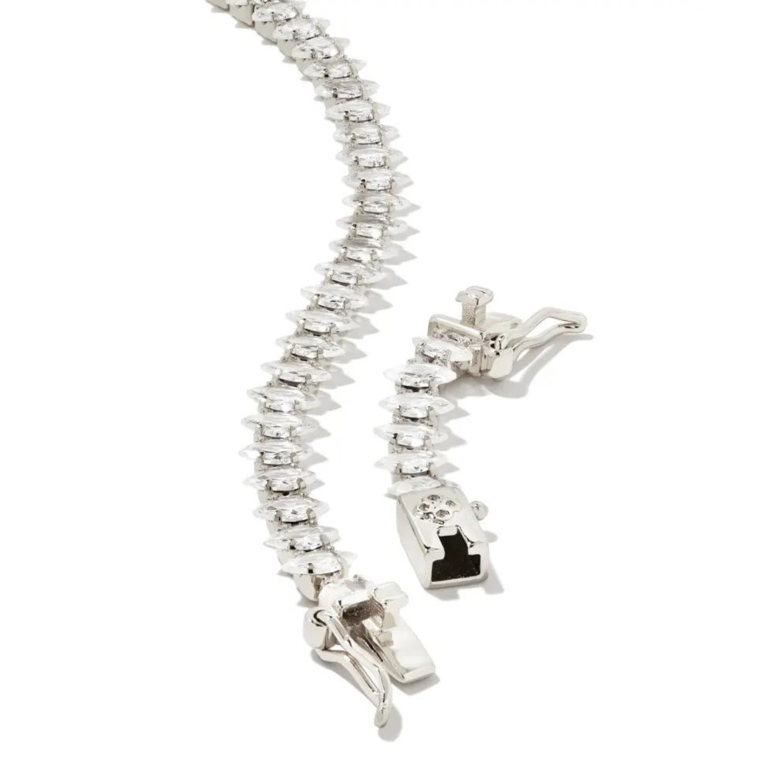 Kendra Scott | Larsan Silver Tennis Bracelet in White Crystal - Giddy Up Glamour Boutique