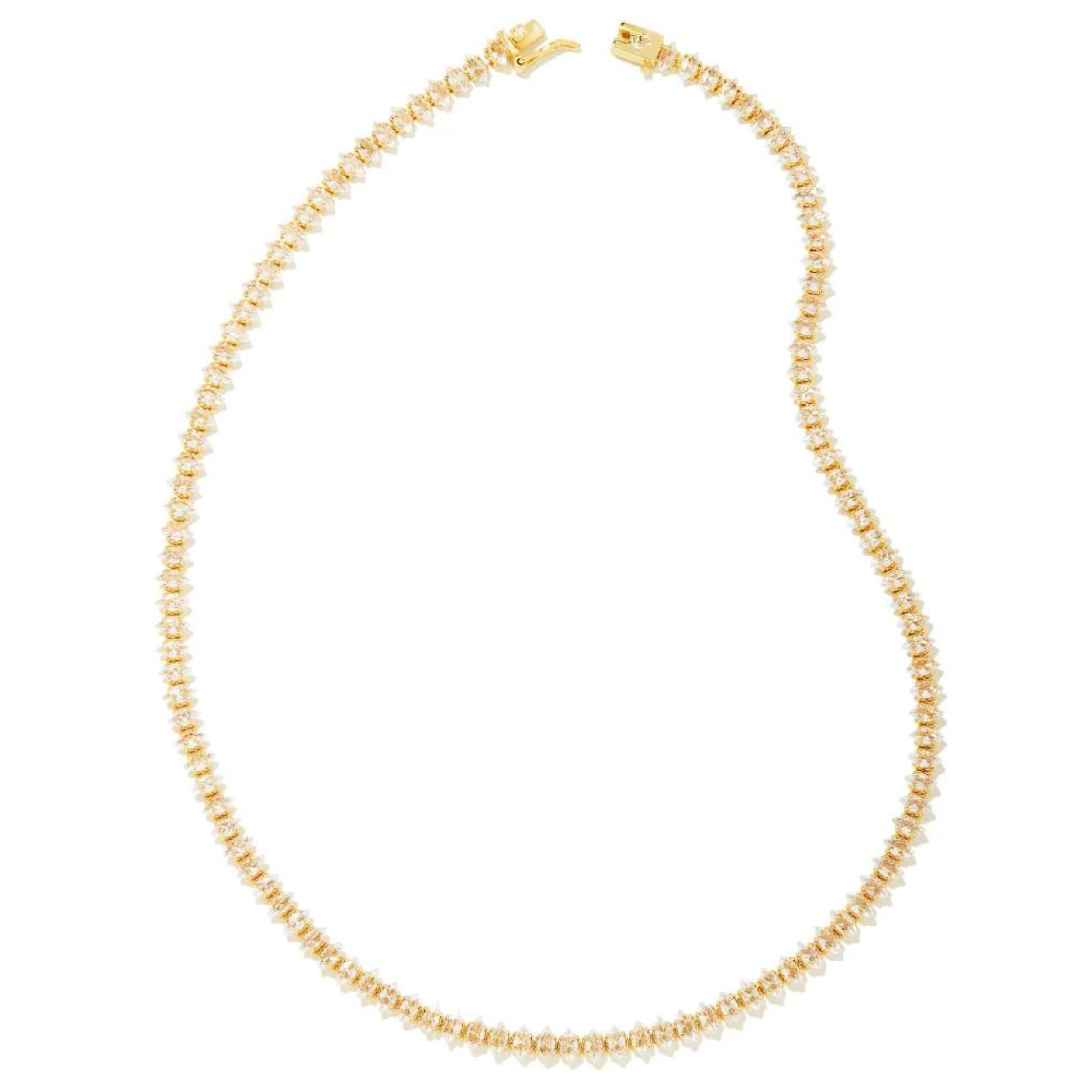 Kendra Scott | Larsan Gold Tennis Necklace in White Crystal - Giddy Up Glamour Boutique