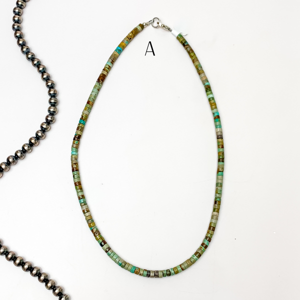 Corraine Smith | Navajo Handmade Heishi Beaded Necklace in Kingman Turquoise