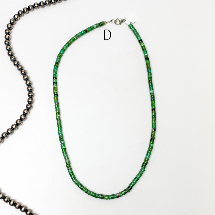 Corraine Smith | Navajo Handmade Heishi Beaded Necklace in Kingman Turquoise - Giddy Up Glamour Boutique