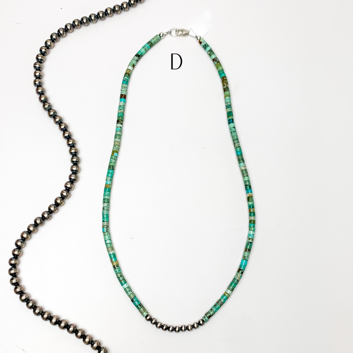 Corraine Smith | Navajo Handmade Heishi Beaded Necklace with Navajo Pearls in Kingman Turquoise - Giddy Up Glamour Boutique