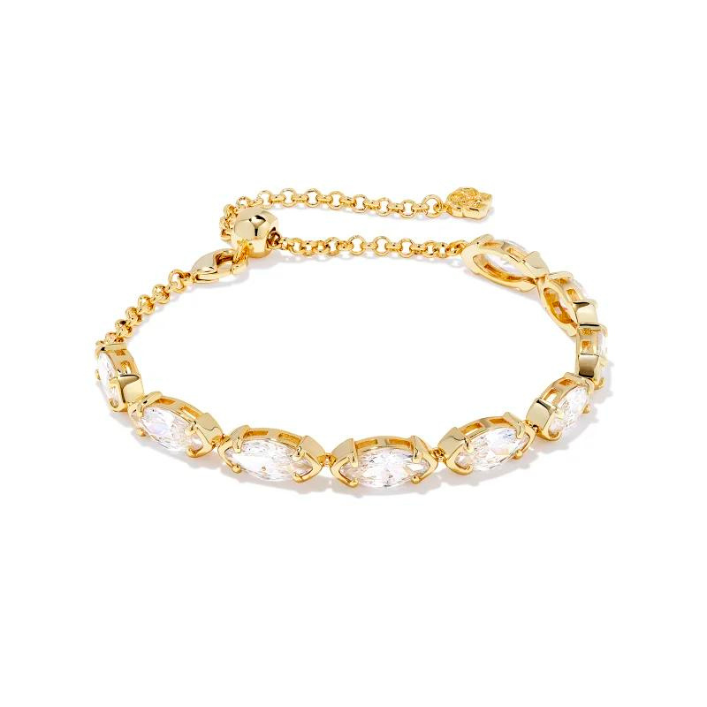 Kendra Scott | Genevieve Gold Delicate Chain Bracelet in White Crystal - Giddy Up Glamour Boutique