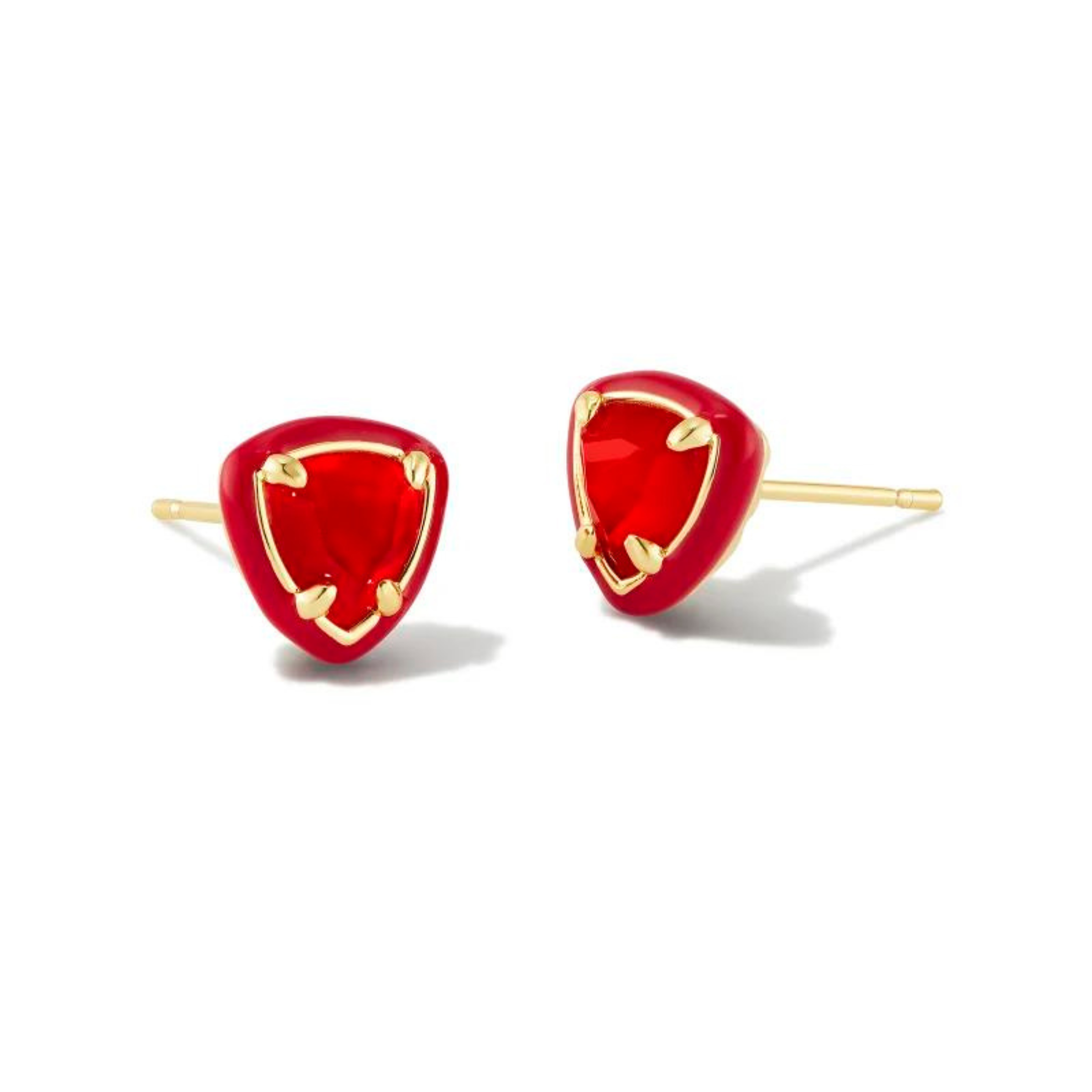 Kendra Scott | Arden Gold Enamel Framed Stud Earrings in Red Illusion - Giddy Up Glamour Boutique