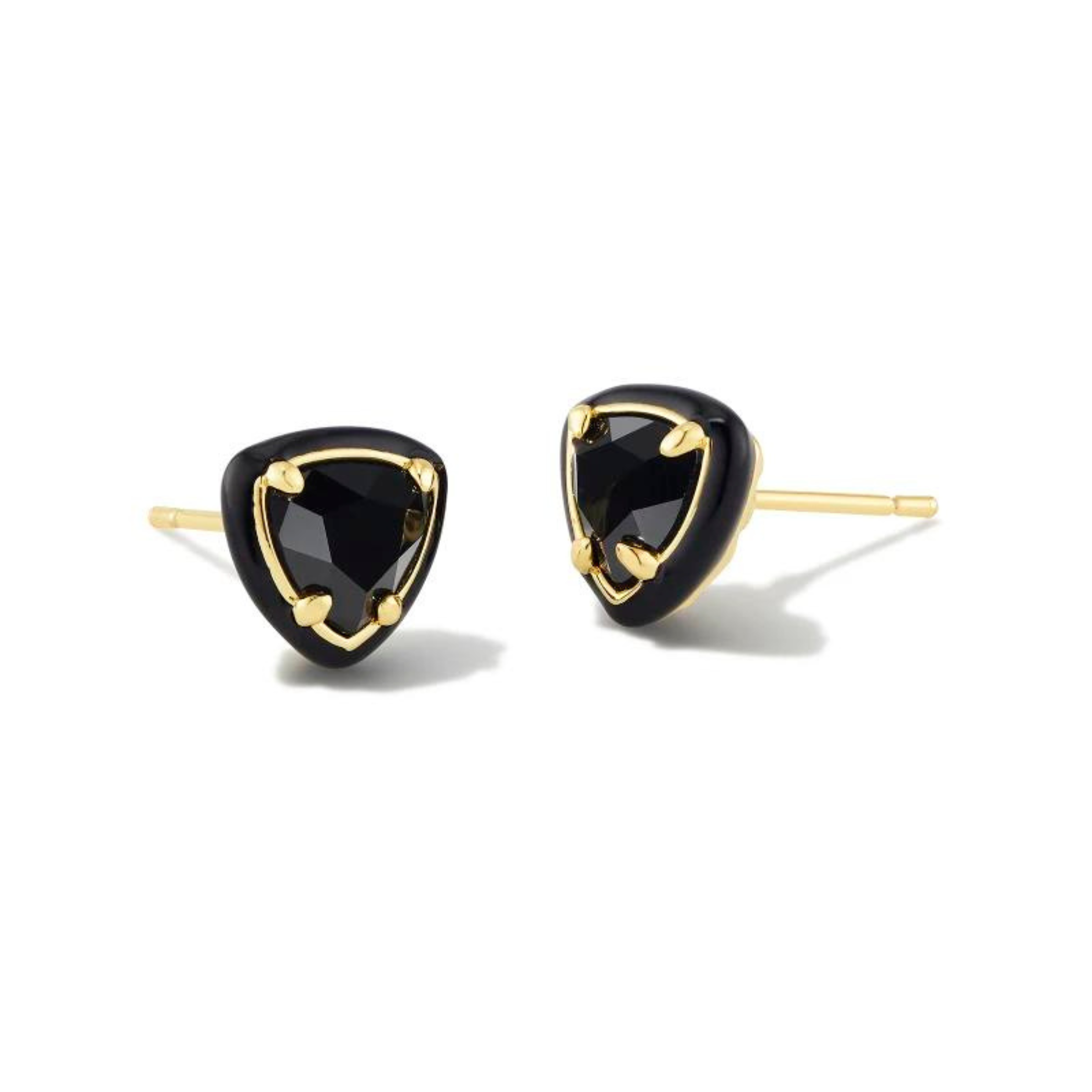 Kendra Scott | Arden Gold Enamel Framed Stud Earrings in Black Agate - Giddy Up Glamour Boutique