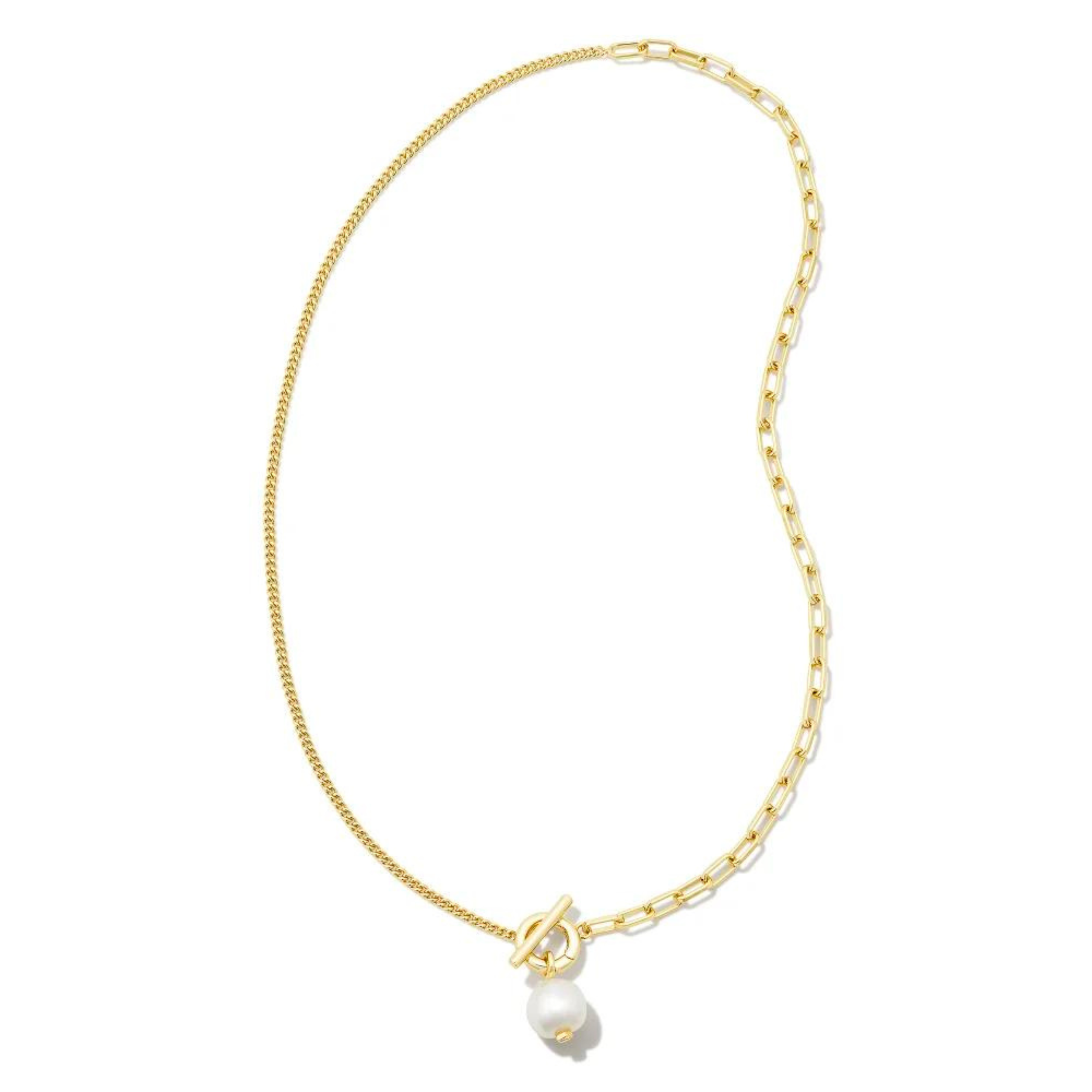 Kendra Scott | Leighton Gold Pearl Chain Necklace in White Pearl - Giddy Up Glamour Boutique