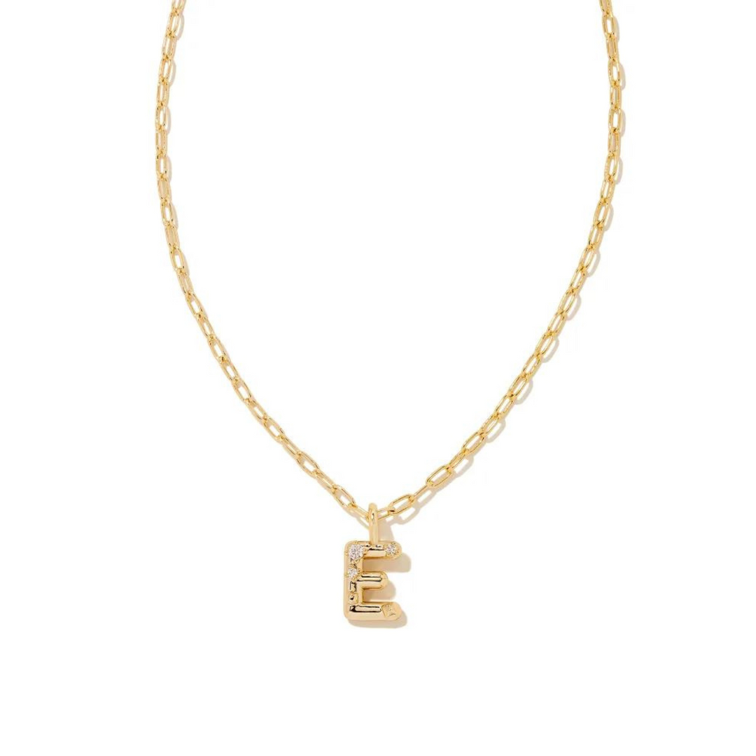 Kendra Scott | Crystal Letter Gold Short Pendant Necklace in White Crystal - Giddy Up Glamour Boutique