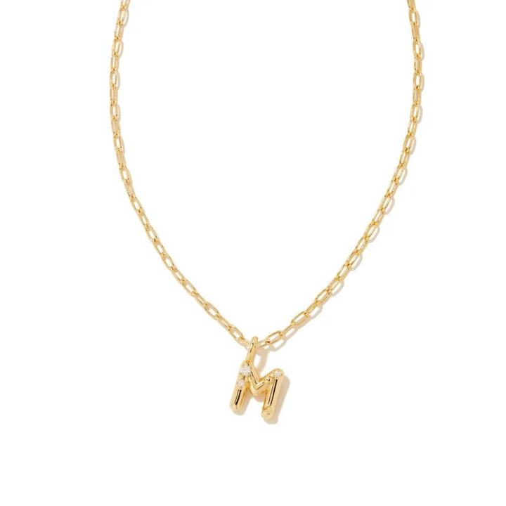 Kendra Scott | Crystal Letter Gold Short Pendant Necklace in White Crystal - Giddy Up Glamour Boutique