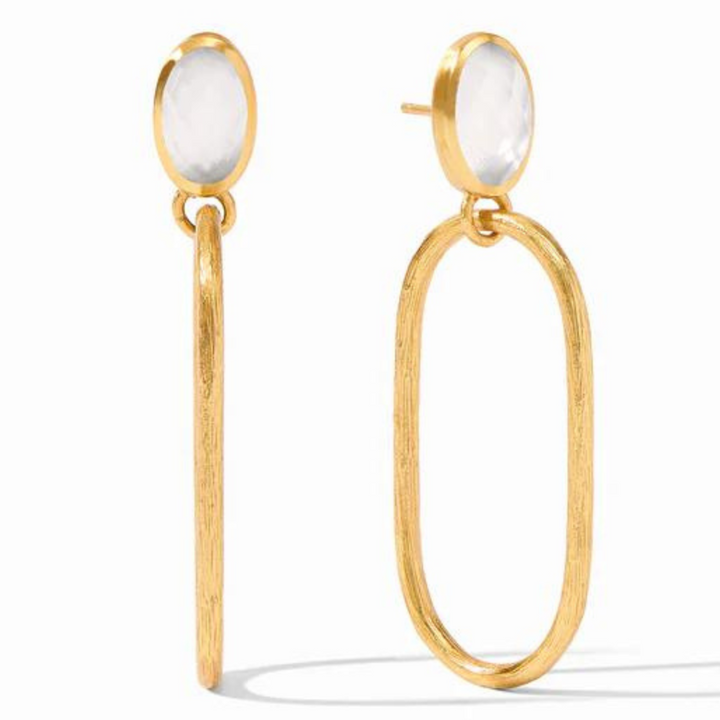 Julie Vos | Ivy Statement Earrings with Iridescent Clear Crystals in Gold - Giddy Up Glamour Boutique