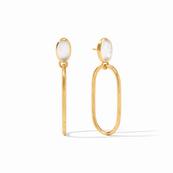 Julie Vos | Ivy Statement Earrings with Iridescent Clear Crystals in Gold