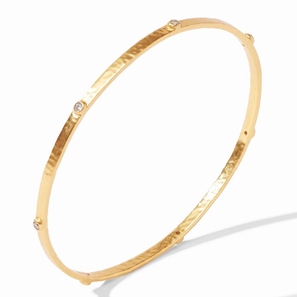 Julie Vos | Crescent Stone Bangle with CZ Crystals in Gold - Giddy Up Glamour Boutique
