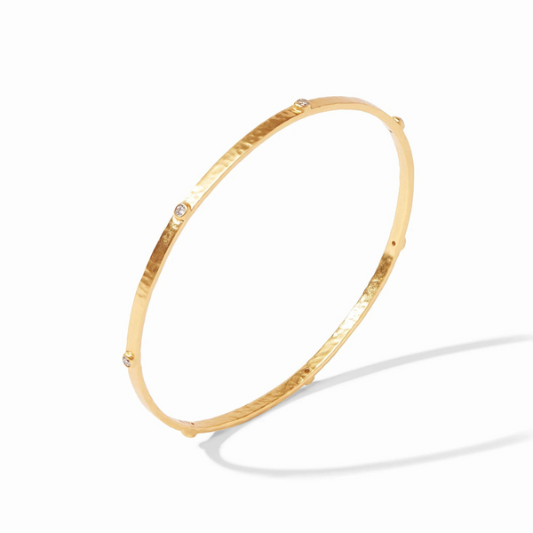 Julie Vos | Crescent Stone Bangle with CZ Crystals in Gold