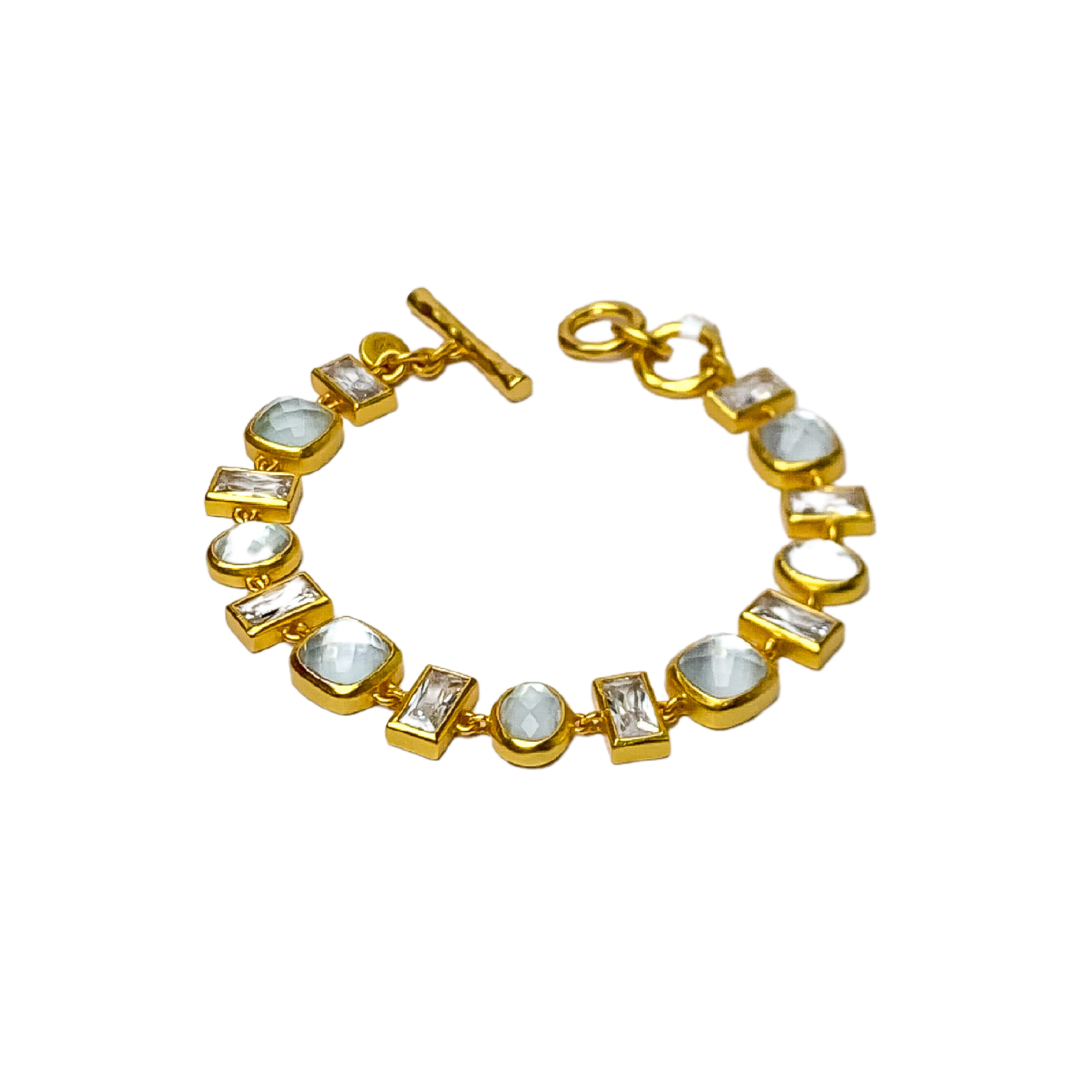 Julie Vos | Antonia Tennis Bracelet with Iridescent Clear Crystals in Gold - Giddy Up Glamour Boutique