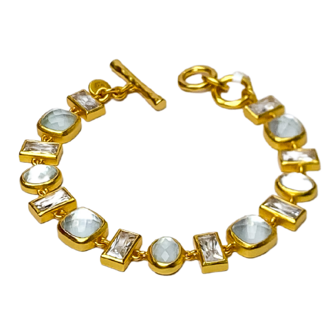 Julie Vos | Antonia Tennis Bracelet with Iridescent Clear Crystals in Gold - Giddy Up Glamour Boutique