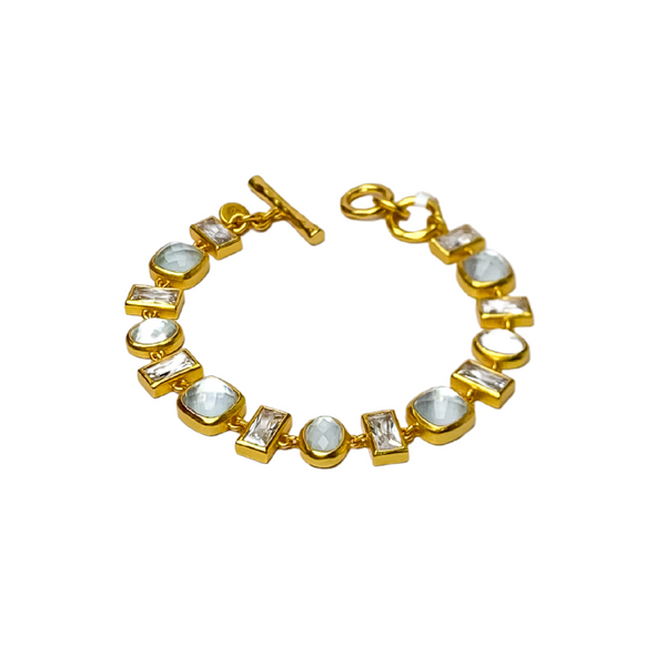 Julie Vos | Antonia Tennis Bracelet with Iridescent Clear Crystals in Gold
