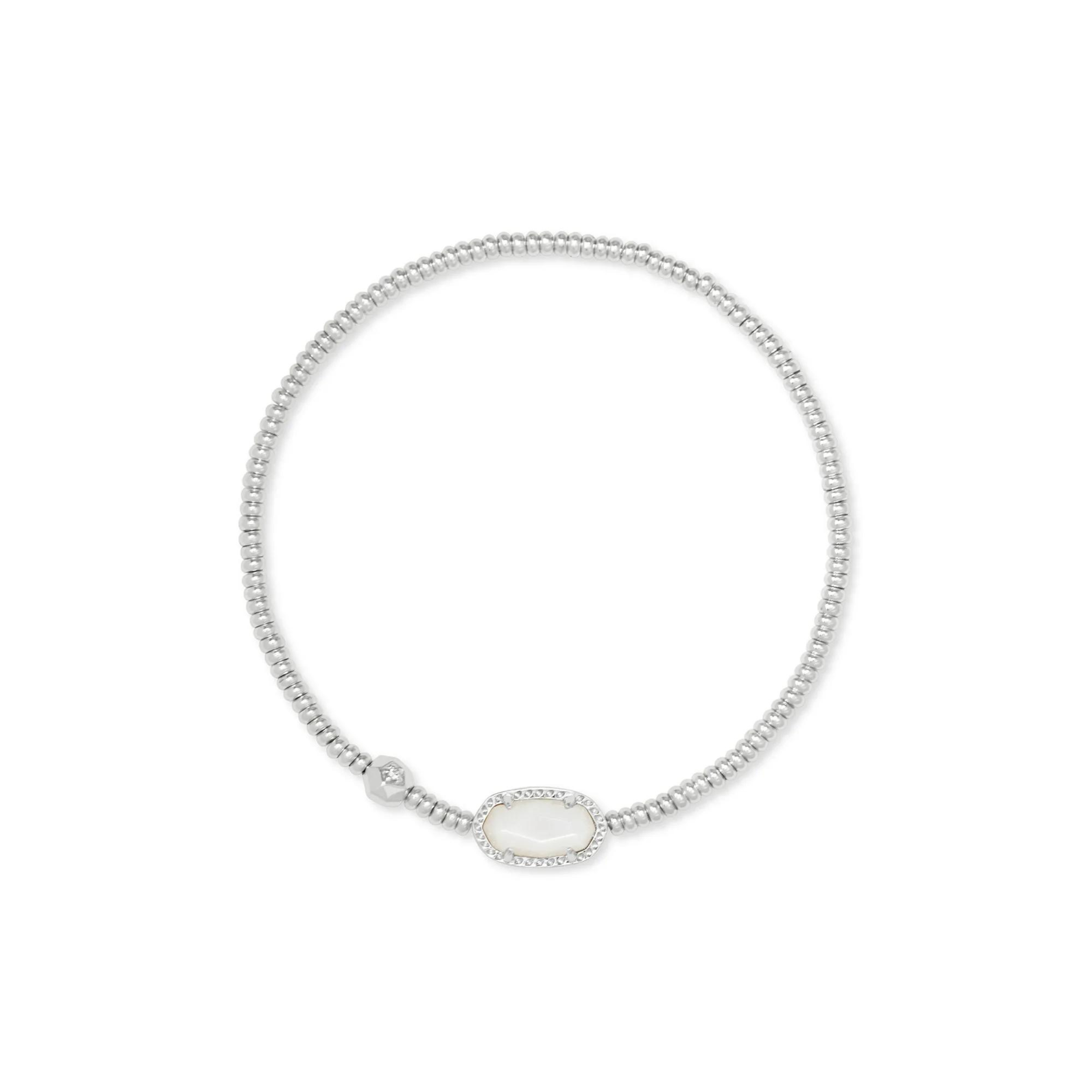 Kendra Scott | Grayson Silver Crystal Stretch Bracelet in Ivory Mother of Pearl - Giddy Up Glamour Boutique