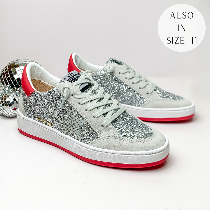 Vintage Havana | Denisse 18 Sneakers in Silver and Red Glitter Multi - Giddy Up Glamour Boutique