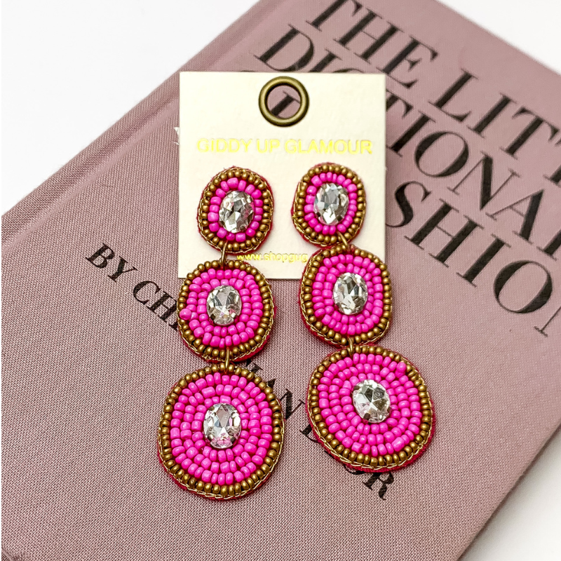 Three Tiered Dangle Earrings in Fuchsia - Giddy Up Glamour Boutique