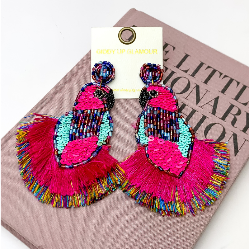 Multi-Color Bird Sequin Earrings - Giddy Up Glamour Boutique
