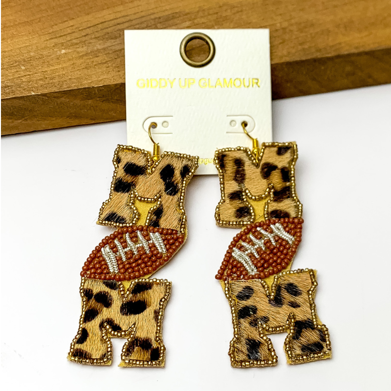 Leopard Print Football Mom Earrings - Giddy Up Glamour Boutique