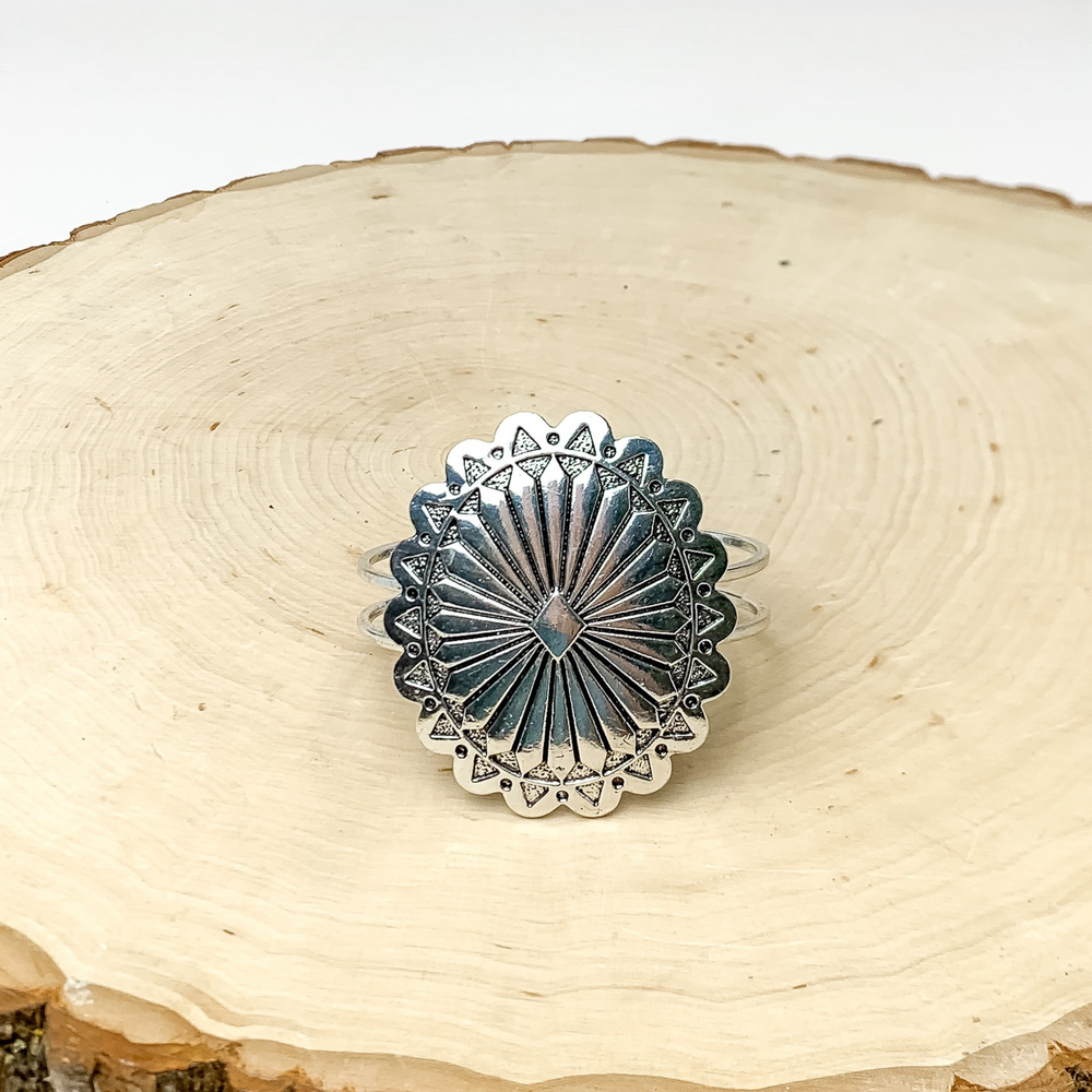 Western Oval Hinge Bracelet in Silver Tone - Giddy Up Glamour Boutique