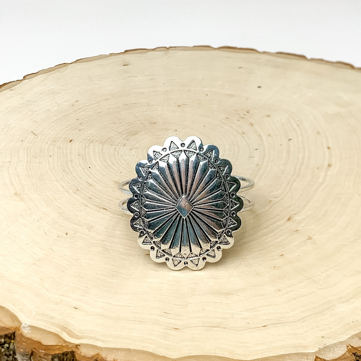 Western Oval Hinge Bracelet in Silver Tone - Giddy Up Glamour Boutique