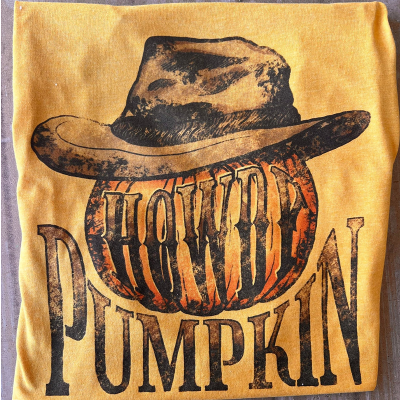 Online Exclusive | Howdy Pumpkin Short Sleeve Graphic Tee in Mustard Yellow - Giddy Up Glamour Boutique