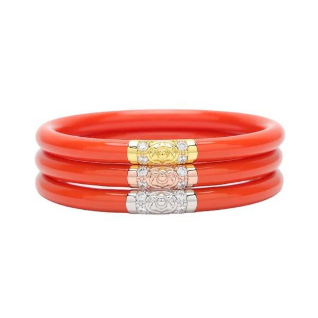 BuDhaGirl | Set of Three | Three Kings All Weather Bangles in Coral - Giddy Up Glamour Boutique