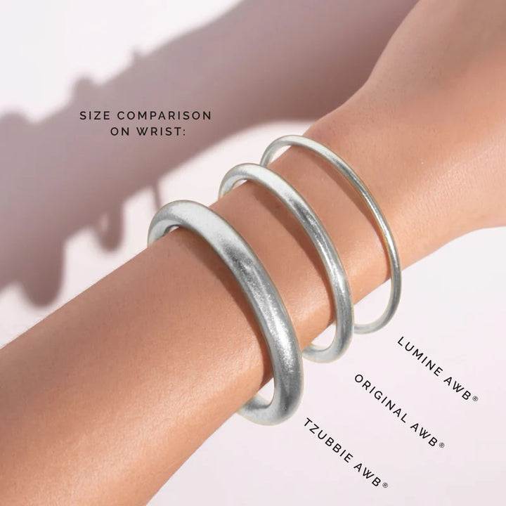 BuDhaGirl | Set of Six | Aura Lumine 3mm All Weather Bangles in Silver