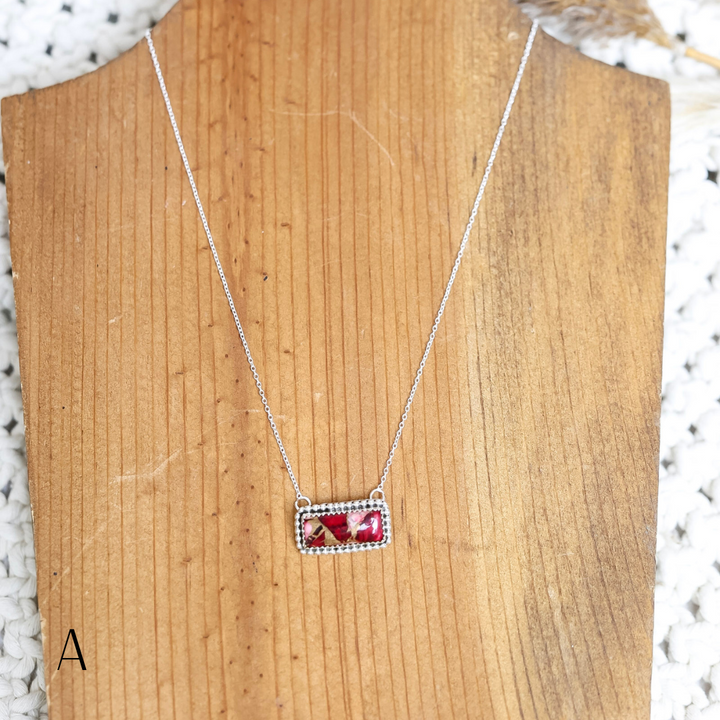 Navajo | Silver chain necklace with Dahlia Rose Mix Bar Pendant