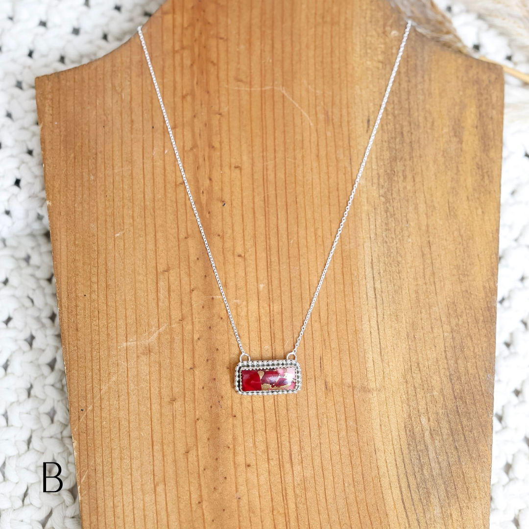 Navajo | Silver chain necklace with Dahlia Rose Mix Bar Pendant