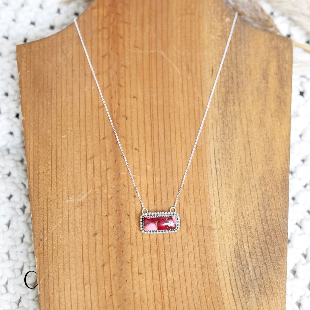 Navajo | Silver chain necklace with Dahlia Rose Mix Bar Pendant