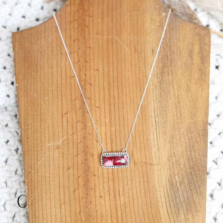 Navajo | Silver chain necklace with Dahlia Rose Mix Bar Pendant