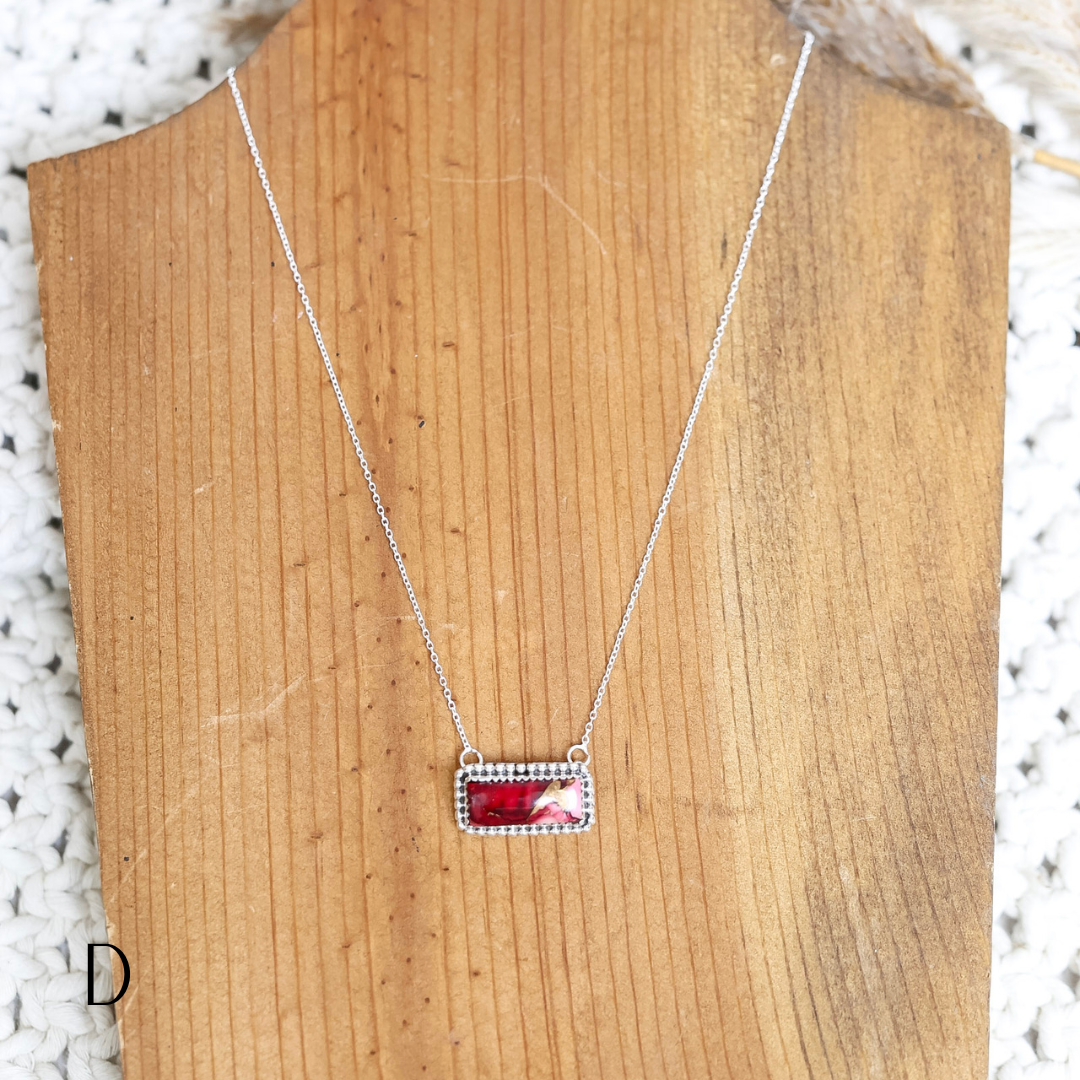 Navajo | Silver chain necklace with Dahlia Rose Mix Bar Pendant
