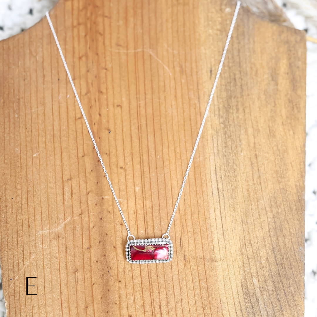 Navajo | Silver chain necklace with Dahlia Rose Mix Bar Pendant