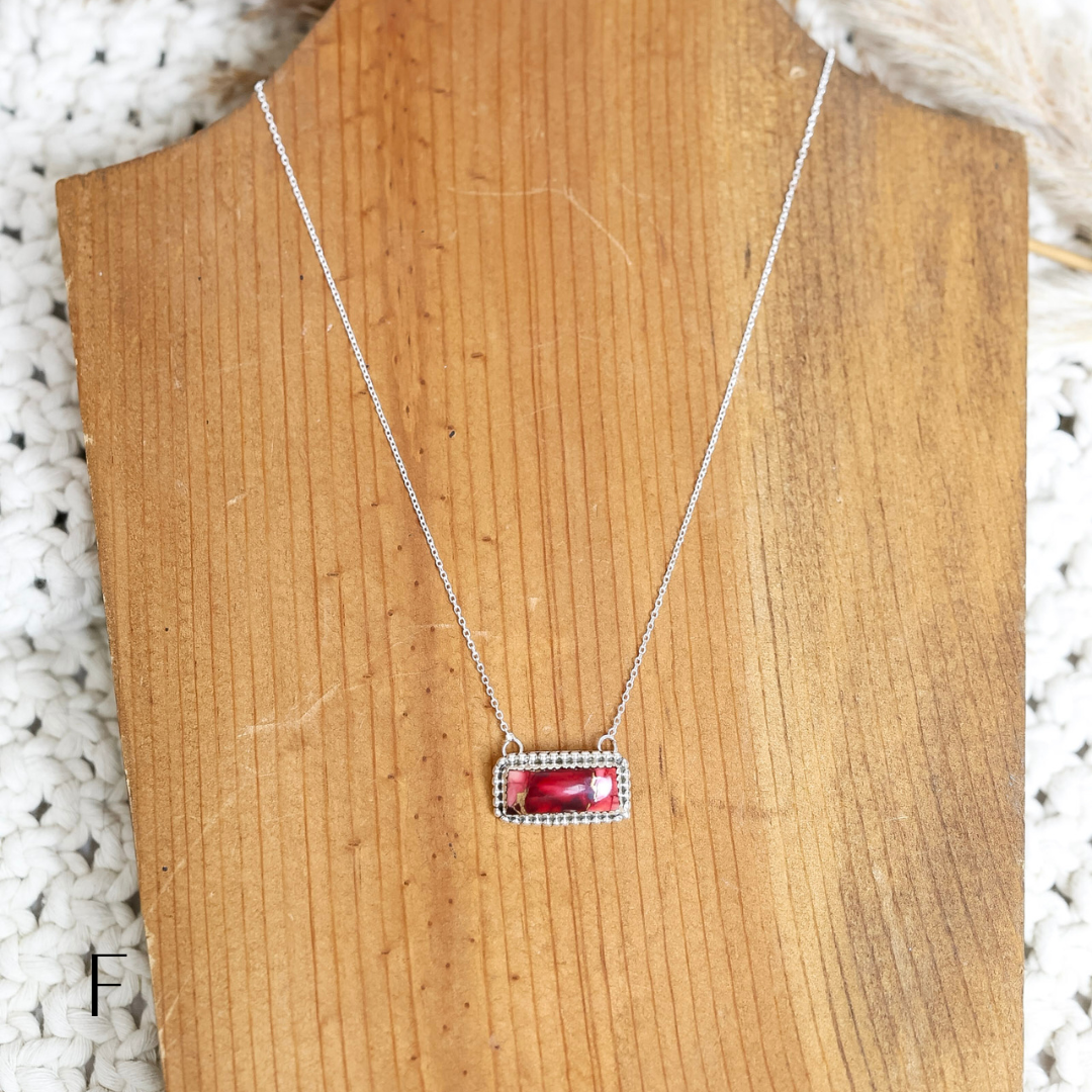 Navajo | Silver chain necklace with Dahlia Rose Mix Bar Pendant