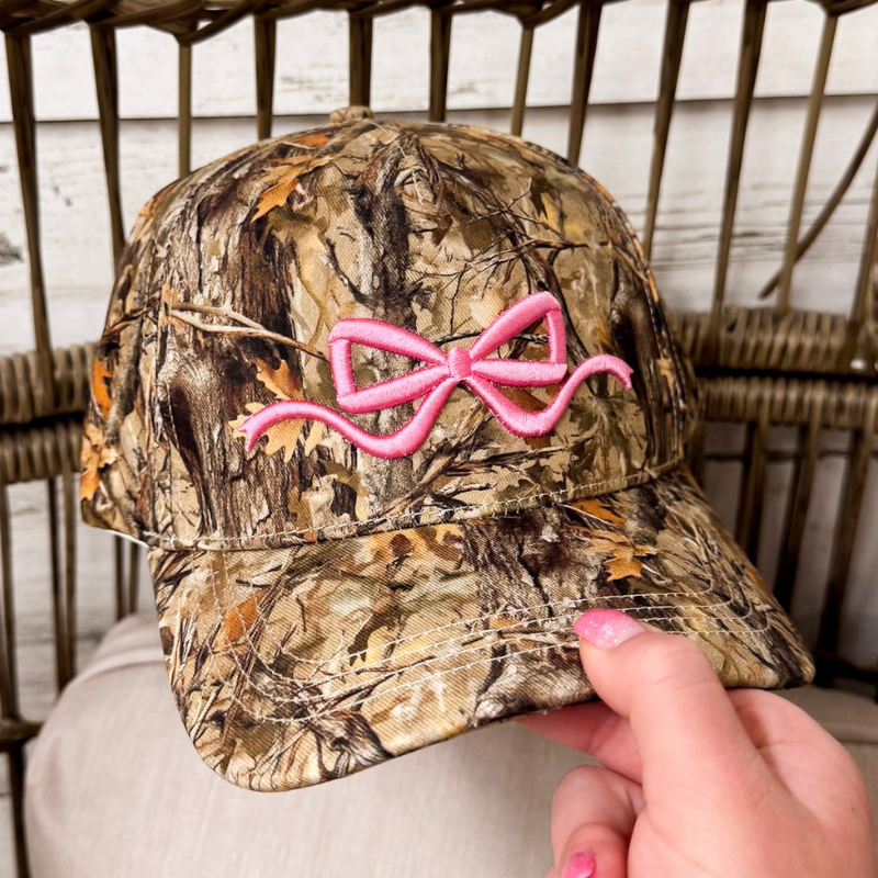 Simply Southern | Charming Touch Bow Embroidered Camo Print Hat in Green