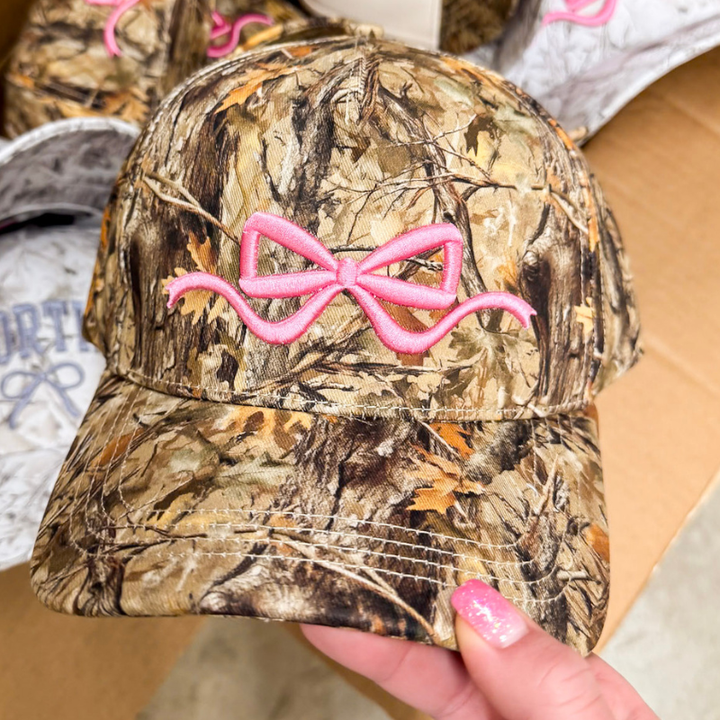 Simply Southern | Charming Touch Bow Embroidered Camo Print Hat in Green