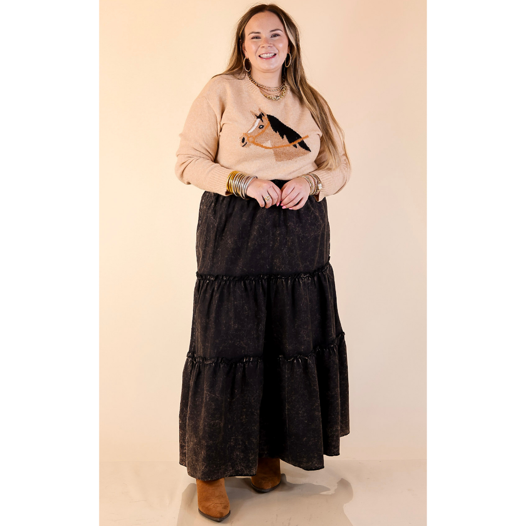 Simply Southern | Finest Touch Crewneck Sweater with Horse in Brown