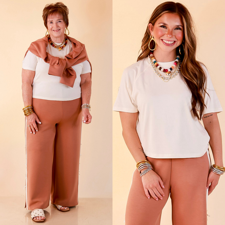Simply Southern | Modern Comfort Relaxed Short Sleeve Knit Top in Ivory