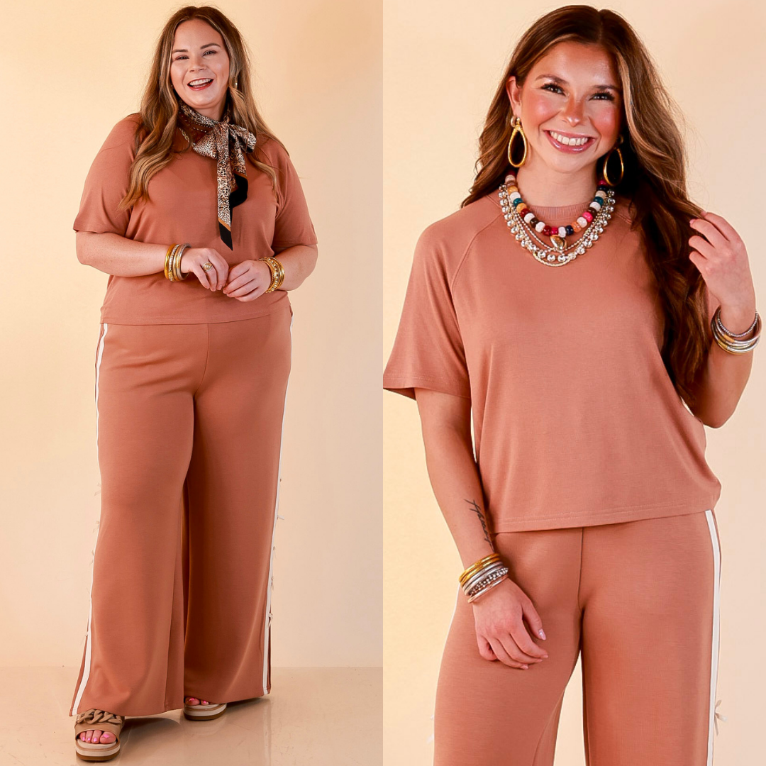 Simply Southern | Modern Comfort Relaxed Short Sleeve Knit Top in Mocha Brown