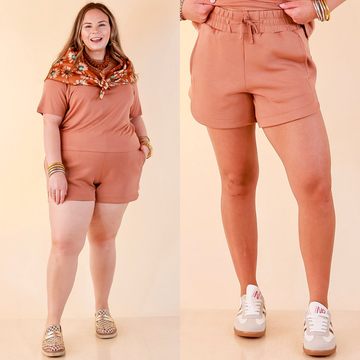 Simply Southern | Modern Staple Buttery Soft Pull-On Knit Shorts with Pockets in Mocha Brown