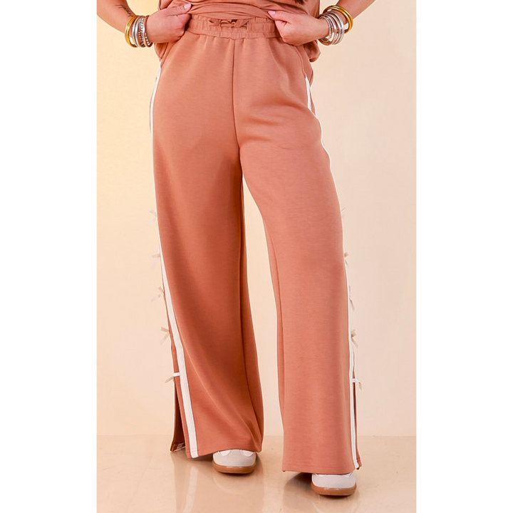 Simply Southern | Modern Staple Buttery Soft Pull-On Wide Leg Knit Pants with Side Bow Detail in Mocha Brown