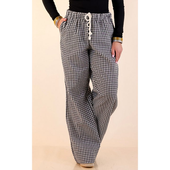 Simply Southern | Naturally Cool Gingham Checkered Print Boxer Pants in Black