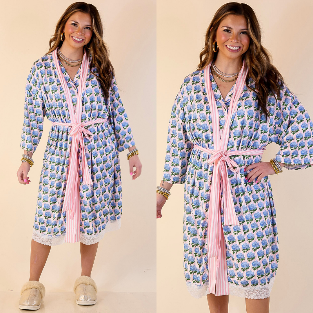Simply Southern | Snooze in Style Hydrangea and Stripe Print Robe ...