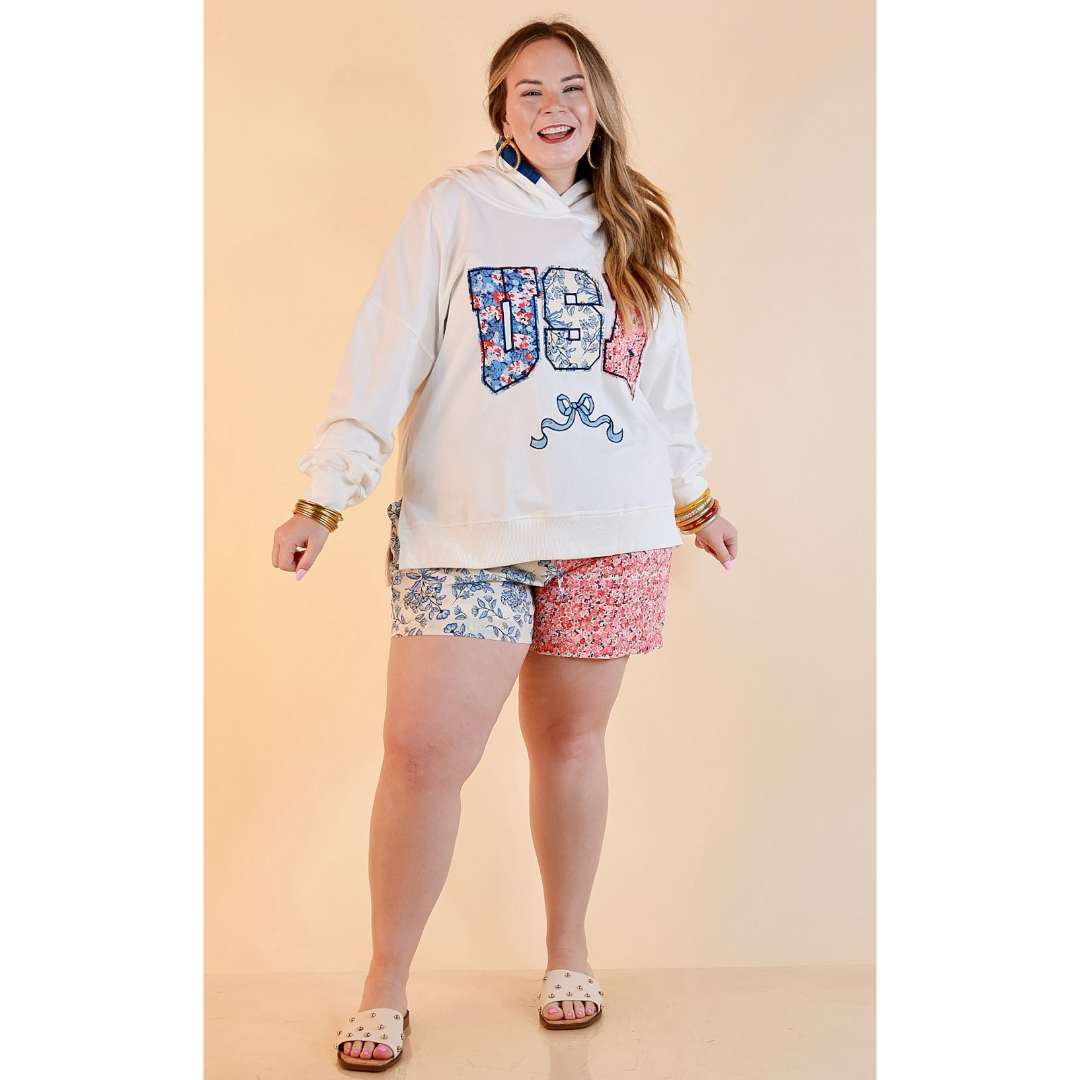 Simply Southern | Soft Statement USA Floral Print Long Sleeve Hoodie Sweatshirt in Ivory