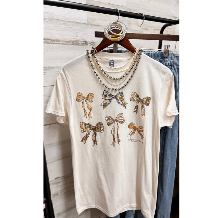 Simply Southern | Southern Charm Camouflage Bow Short Sleeve Graphic T-Shirt in Cream